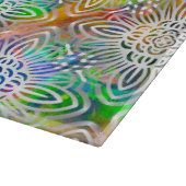 宝石の色調に白いカラフル曼荼羅の模様 カッティングボード (角)