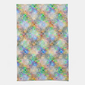 宝石の色調に白いカラフル曼荼羅の模様 キッチンタオル (縦)