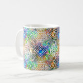 宝石の色調に白いカラフル曼荼羅の模様 コーヒーマグカップ (正面左)