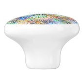 宝石の色調に白いカラフル曼荼羅の模様 セラミックノブ (側面)