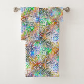 宝石の色調に白いカラフル曼荼羅の模様 バスタオルセット (インサイチュ)