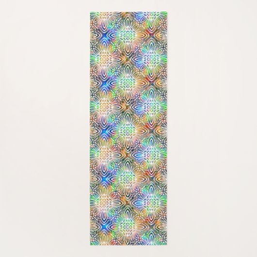 宝石の色調に白いカラフル曼荼羅の模様 ヨガマット (裏面)