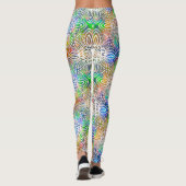 宝石の色調に白いカラフル曼荼羅の模様 レギンス (裏面)