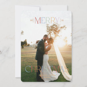 宝石の色調の結婚したてのクリスマスカード シーズンカード