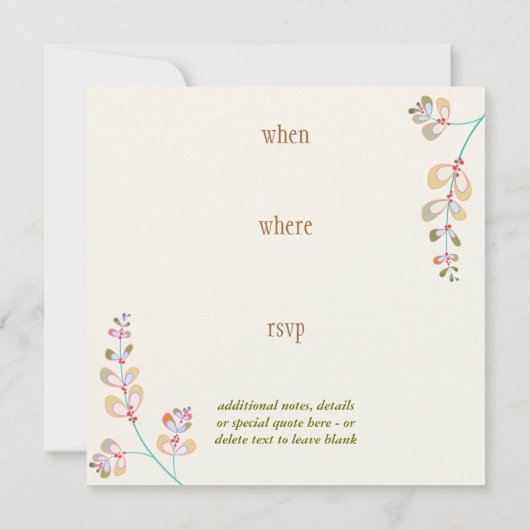 宝石の葉の招待状 招待状 (裏面)