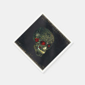 宝石の蜘蛛のドクロ & ローズ ゴシックパーティ スタンダードカクテルナプキン (角)