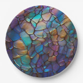宝石の要素オパールミッカラフルクパターン ペーパープレート (正面)