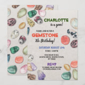 宝石の誕生日パーティーが宝石と結晶の招待状 招待状 (正面/裏面)