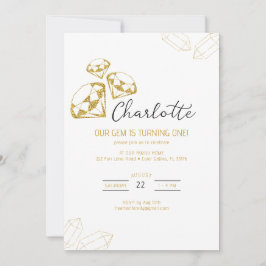 宝石の誕生日招待状 ゴールド ダイヤモンド テーマ 招待状