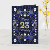 宝石の質量を持つ23番目の誕生日カード カード (黄色い花)