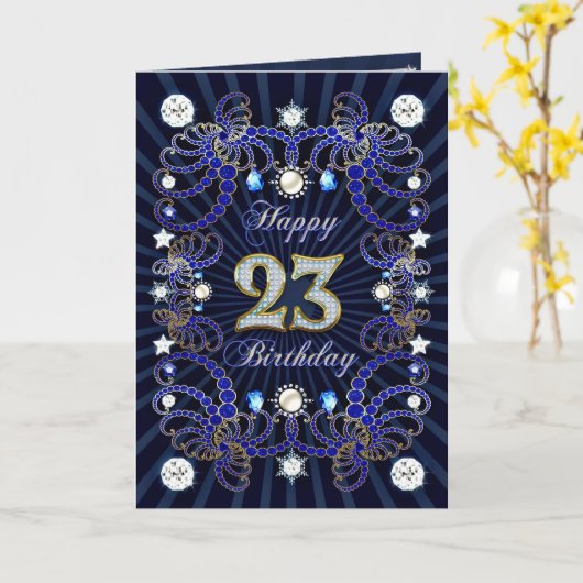 宝石の質量を持つ23番目の誕生日カード カード (黄色い花)