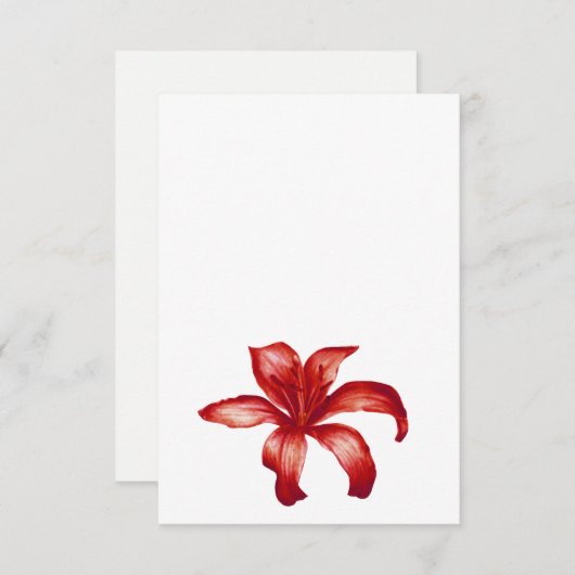 宝石の赤いユリの結婚水色の片側アート エンクロージャーカード (正面/裏面)