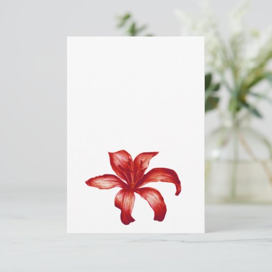 宝石の赤いユリの結婚水色の片側アート エンクロージャーカード (スタンド正面)