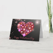 宝石の輝きらめくくハートバレンタインデー カード (正面)