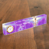 宝石はかりで測石を持つ法律の金ゴールド,正義記号 デスクネームプレート (側面)