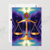 宝石はかりで測石を持つ法律の金ゴールド，正義記号 ポストカード (正面/裏面)