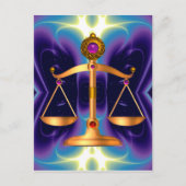 宝石はかりで測石を持つ法律の金ゴールド，正義記号 ポストカード (正面)