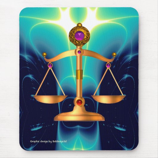 宝石はかりで測石を持つ法律の金ゴールド,正義記号 マウスパッド (正面)