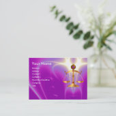 宝石はかりで測石を持つ法律の金ゴールド，正義記号 名刺 (スタンド正面)