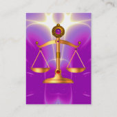 宝石はかりで測石を持つ法律の金ゴールド，正義記号 名刺 (裏面)