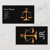 宝石はかりで測石モノグラムと法律の金ゴールド，ブラック 名刺 (正面/裏面)