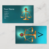 宝石はかりで測石モノグラムティール(緑がかった色)付き法律金ゴールド 名刺 (正面/裏面)