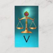 宝石はかりで測石モノグラムティール(緑がかった色)付き法律金ゴールド 名刺 (裏面)