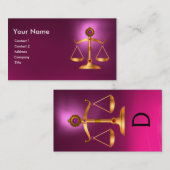 宝石はかりで測石モノグラムピンク 名刺 (正面/裏面)