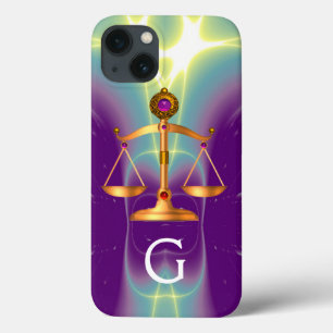 宝石はかりで測石モノグラム法金ゴールド iPhone 13ケース