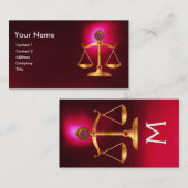 宝石はかりで測石モノグラム赤の法律の金ゴールド 名刺 (正面/裏面)