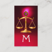 宝石はかりで測石モノグラム赤の法律の金ゴールド 名刺 (裏面)