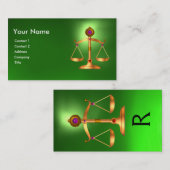 宝石はかりで測石付き法律の金ゴールドモノグラムグリーン 名刺 (正面/裏面)