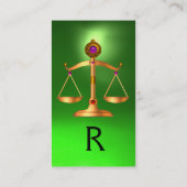 宝石はかりで測石付き法律の金ゴールドモノグラムグリーン 名刺 (裏面)