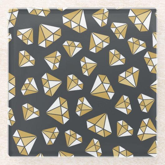 宝石をテーマにしたヴィンテージシームレスなパターン。 ガラスコースター (正面)