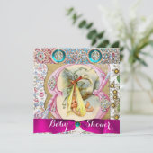 宝石を備えた中性フローラストーク赤ちゃんシャワー 招待状 (スタンド正面)