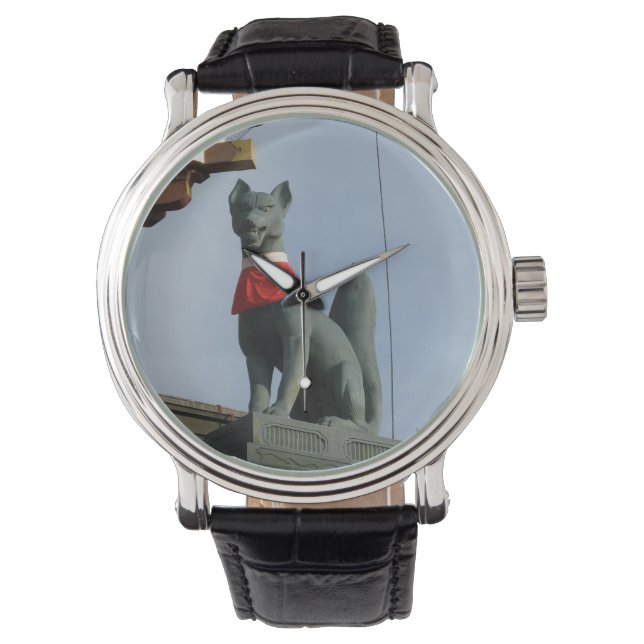 宝石を口に入れたキツネキツネ(キツネ) 腕時計 (正面)