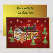 宝石を飾ったジンジャーブレッドハウス 招待状 (正面/裏面)