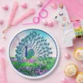 宝石を飾った孔雀 ペーパープレート (パーティー)