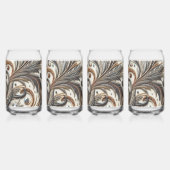 宝石を飾った花柄 ガラス缶 (裏面)