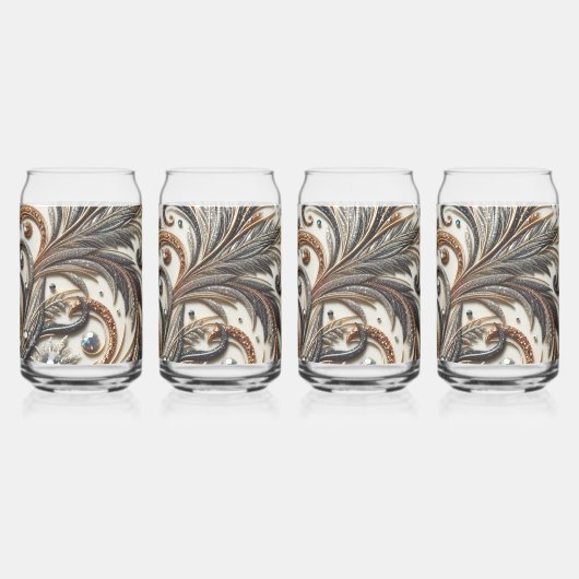 宝石を飾った花柄 ガラス缶 (裏面)