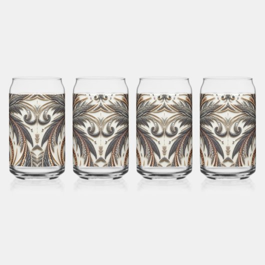 宝石を飾った花柄 ガラス缶 (右)