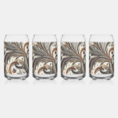 宝石を飾った花柄 ガラス缶 (正面)