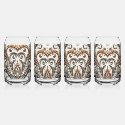 宝石を飾った花柄 ガラス缶 (左)