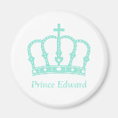 宝石を飾った青い王冠パーソナライズされた マグネット (正面)