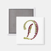 宝石イニシャル文字D マグネット (正面/裏面)