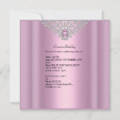 宝石イメージバースデーパーティーピンク 招待状 (裏面)