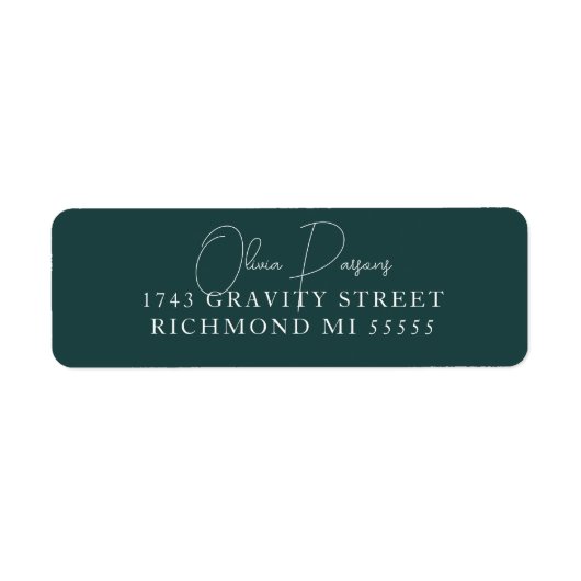 宝石エメラルドグリーンモダン最小限スクリプト ラベル (正面)