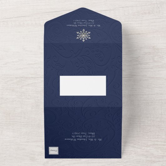 宝石エレガント付きスノーフレーク2オールインワン招待状 オールインワン招待状 (外側)