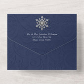 宝石エレガント付きスノーフレーク2オールインワン招待状 オールインワン招待状 (裏面)