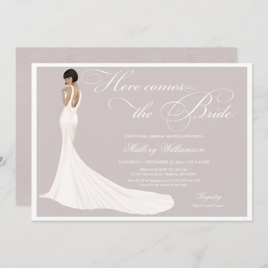 宝石エレガント入り花嫁ブライダルシャワー 招待状 (正面/裏面)